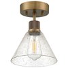 Access Lighting Port Nine Martini, Martini LED SemiFlush, Antique Brushed Brass Finish, Seeded Glass 63146LEDDLP-ABB/SDG